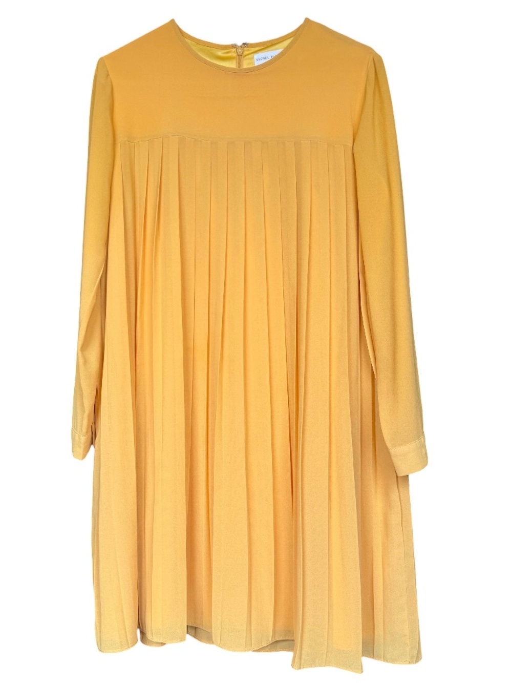 Rachel Parcell Yellow Gold Pleated Long Sleeve Dress Sz M